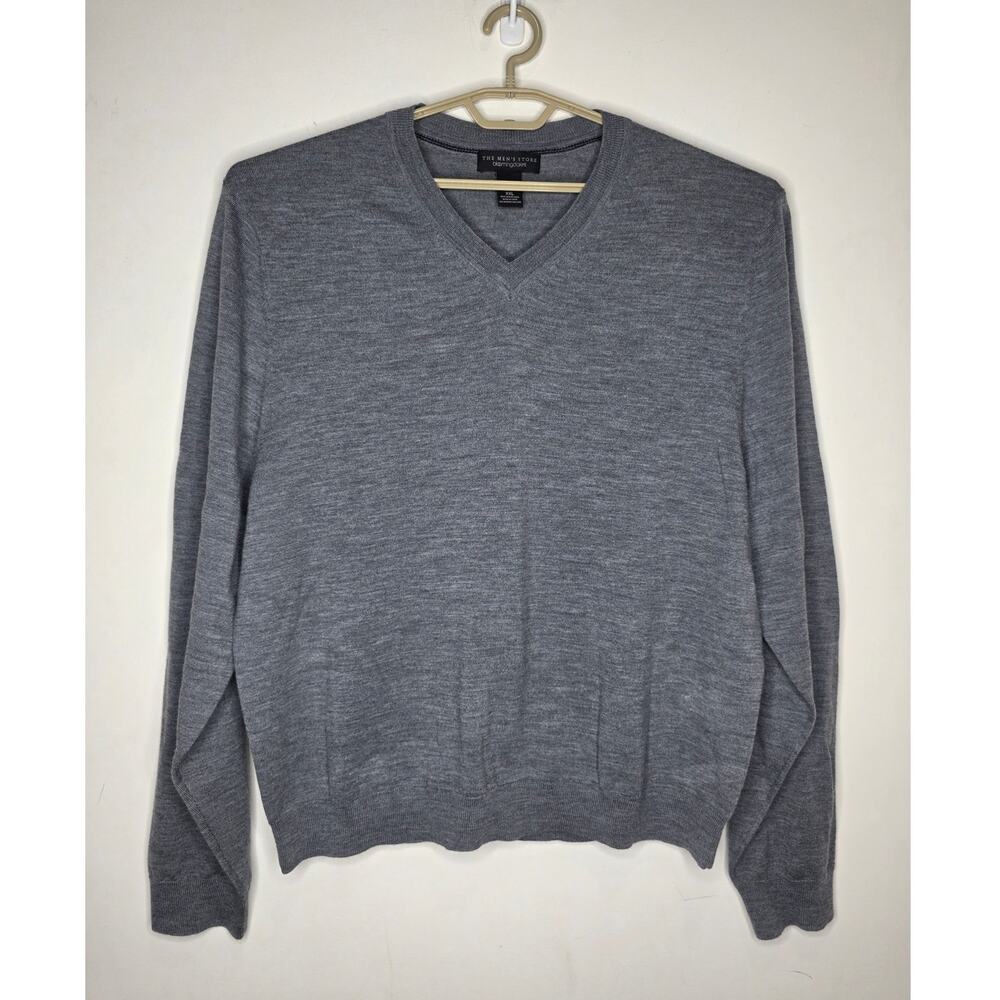 Bloomingdales Grey Merino Wool V-Neck Long Sleeve Sweater - Xxl / 2xl
